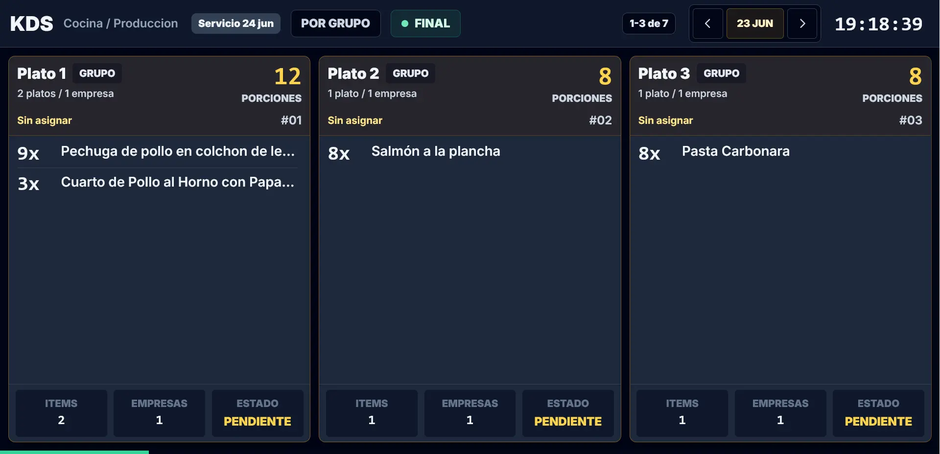 Kitchen Display System funcionando en una TV con navegador